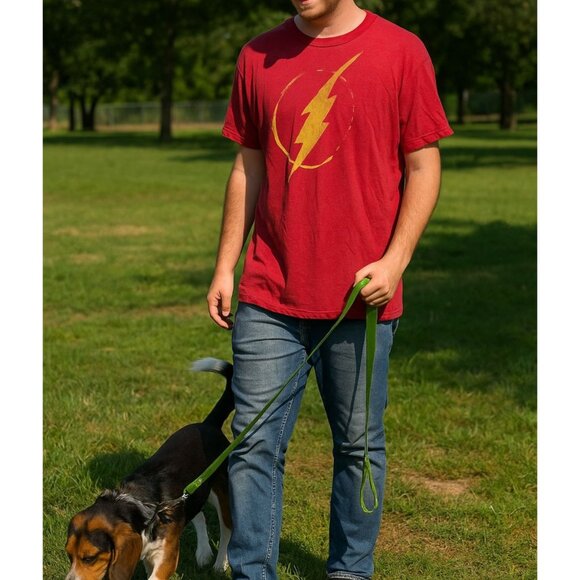 Men's Lg Flash DC Comic Shirt Lightning Bolt Fandom Official Graphic Tee Red - Picture 1 of 8
